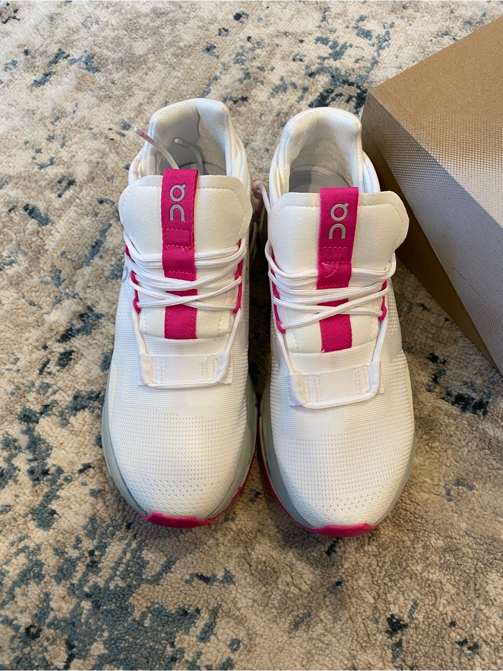 On Cloud Running White and Pink Women's Athletic Sneakers